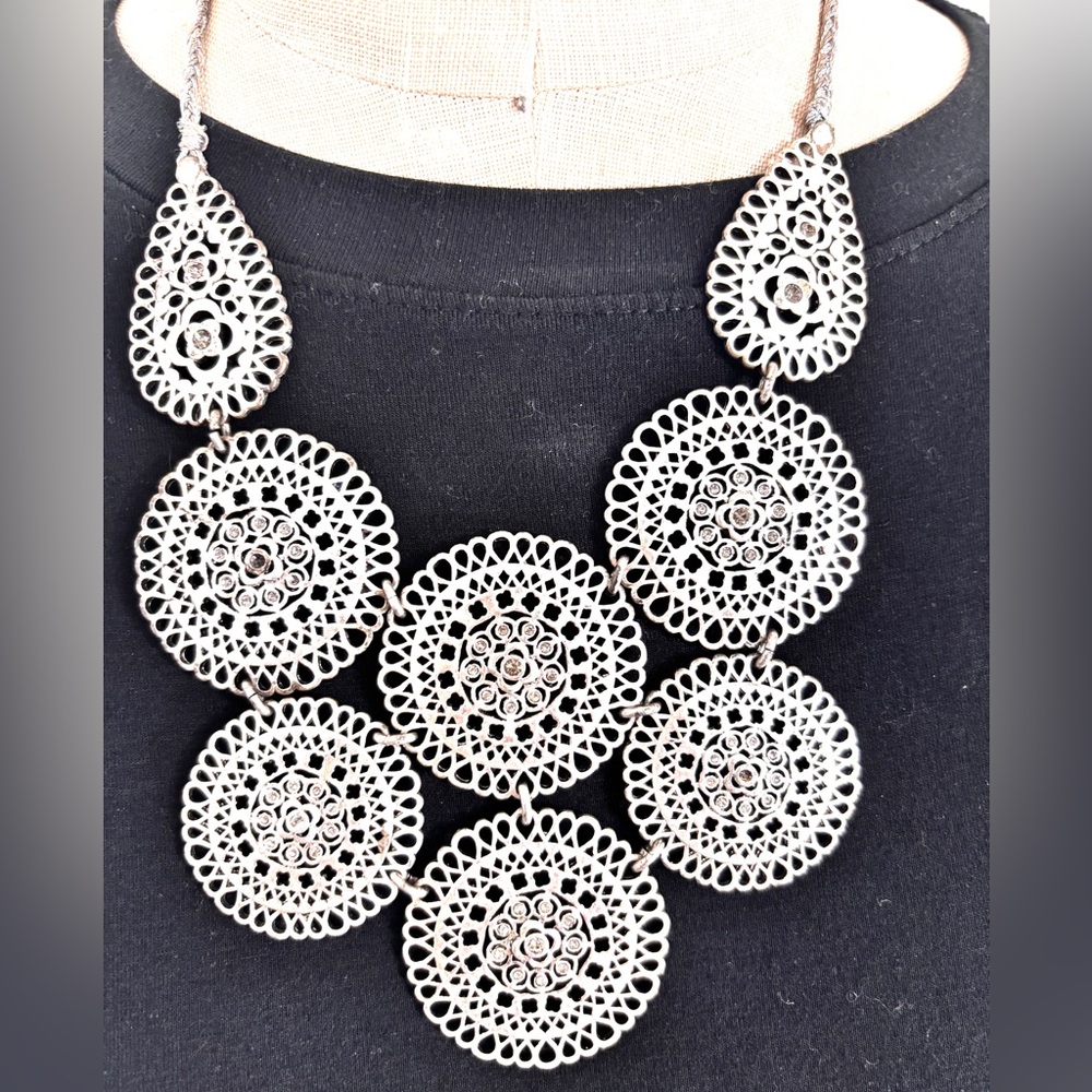 Medina Stella & Dot Bib Silver Necklace
